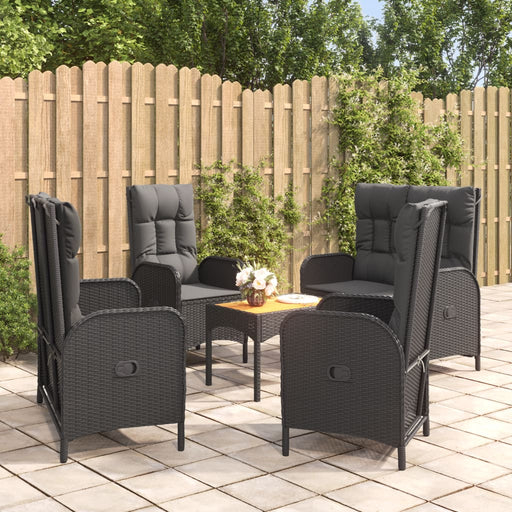 Set mobilier de grădină cu perne, 5 piese, negru, poliratan - WALTI WALTI