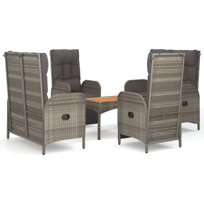 Set mobilier de grădină cu perne, 5 piese, gri, poliratan WALTI