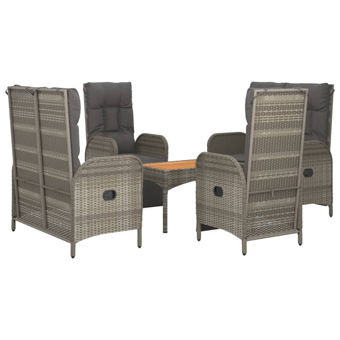 Set mobilier de grădină cu perne, 5 piese, gri, poliratan WALTI