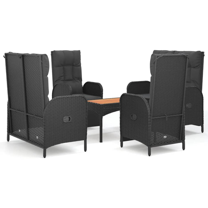 Set mobilier de grădină cu perne, 5 piese, negru, poliratan WALTI