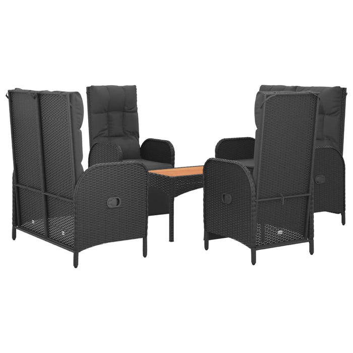 Set mobilier de grădină cu perne, 5 piese, negru, poliratan WALTI