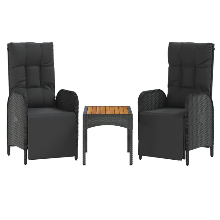 Set mobilier de grădină cu perne, 5 piese, negru, poliratan WALTI