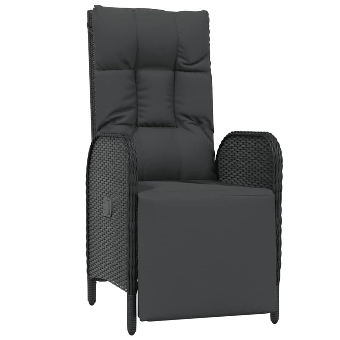 Set mobilier de grădină cu perne, 5 piese, negru, poliratan WALTI