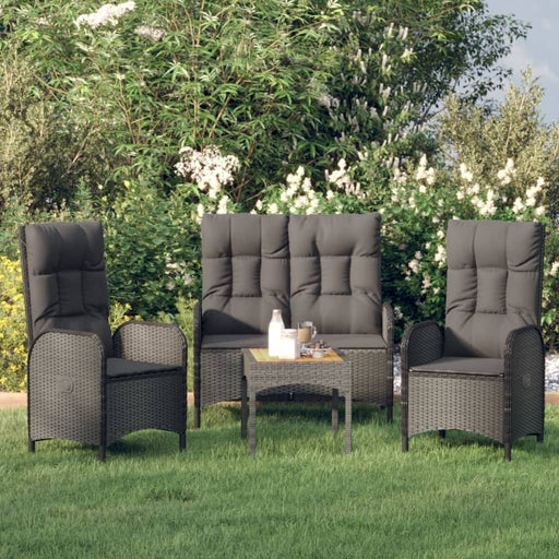 Set mobilier de grădină cu perne, 3 piese, negru, poliratan - WALTI WALTI