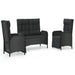 Set mobilier de grădină cu perne, 3 piese, negru, poliratan - WALTI WALTI