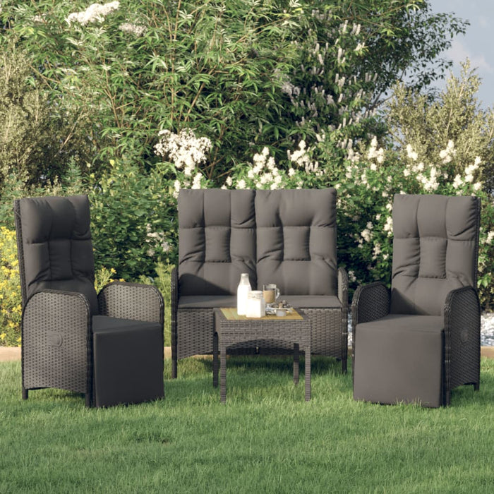 Set mobilier de grădină cu perne, 3 piese, negru, poliratan - WALTI WALTI