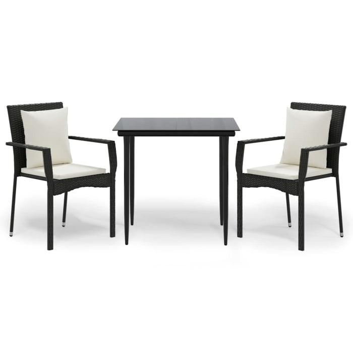 Set mobilier de grădină cu perne, 3 piese, negru, poliratan - WALTI WALTI