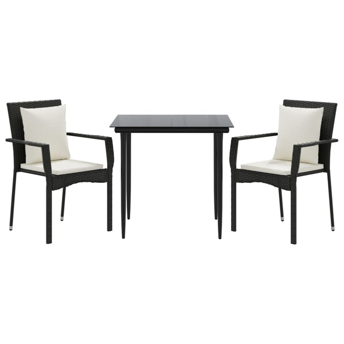 Set mobilier de grădină cu perne, 3 piese, negru, poliratan - WALTI WALTI