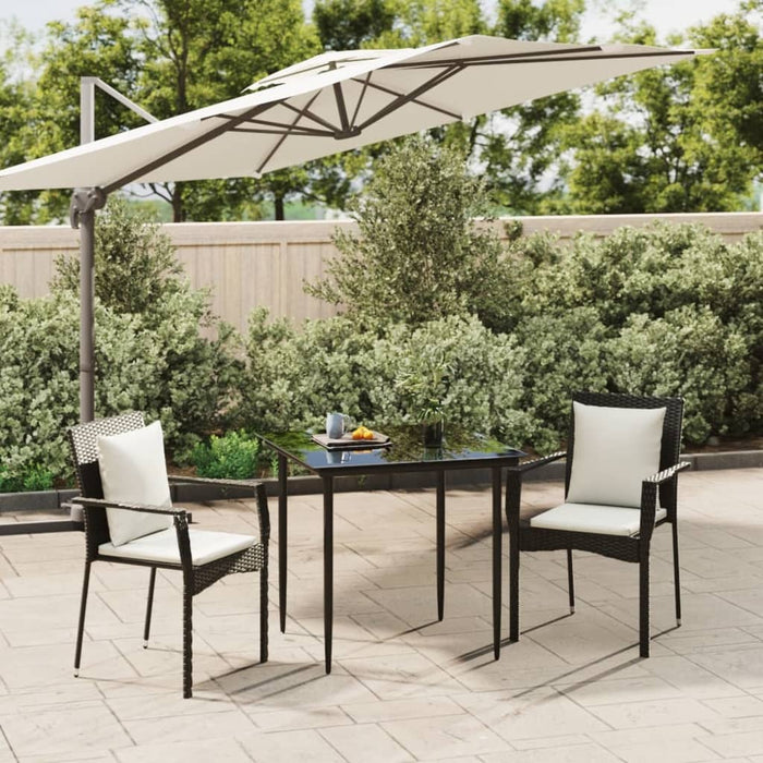 Set mobilier de grădină cu perne, 3 piese, negru, poliratan - WALTI WALTI