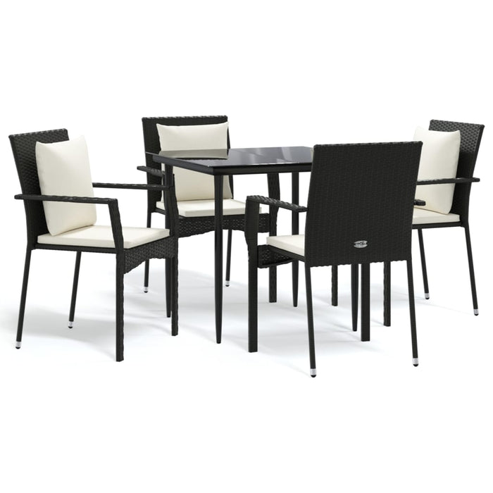Set mobilier de grădină cu perne, 5 piese, negru, poliratan - WALTI WALTI