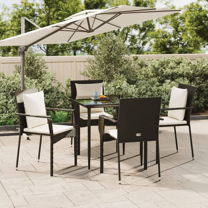 Set mobilier de grădină cu perne, 5 piese, negru, poliratan - WALTI WALTI