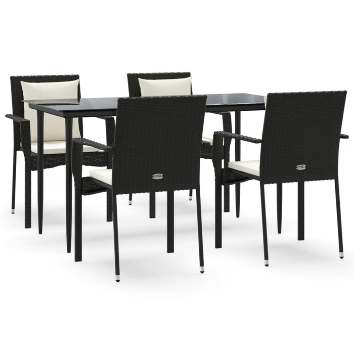Set mobilier de grădină cu perne, 5 piese, negru, poliratan - WALTI WALTI