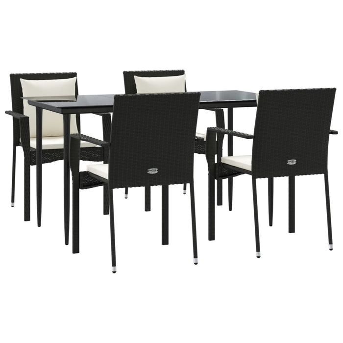 Set mobilier de grădină cu perne, 5 piese, negru, poliratan - WALTI WALTI