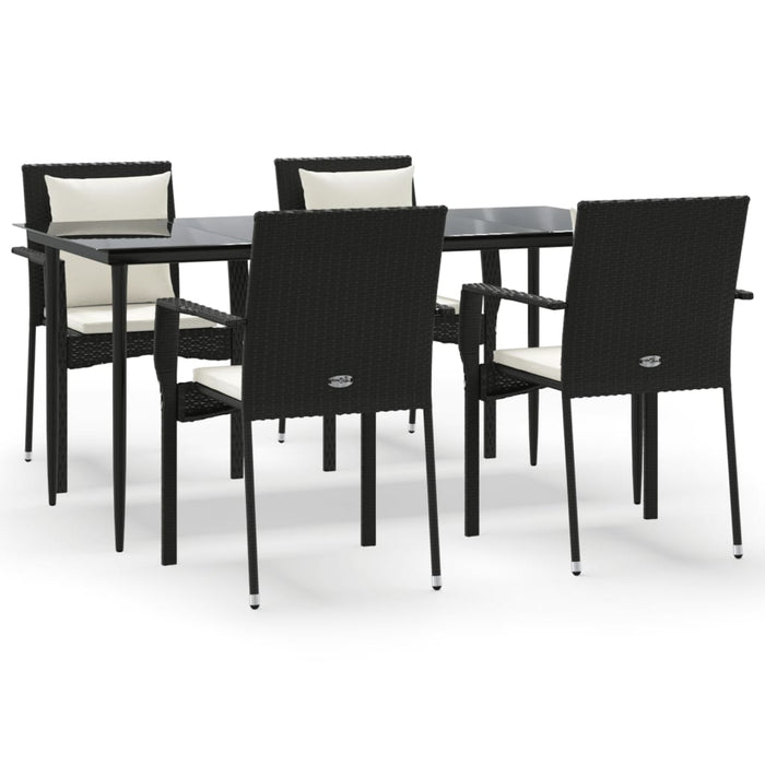 Set mobilier de grădină cu perne, 5 piese, negru, poliratan - WALTI WALTI