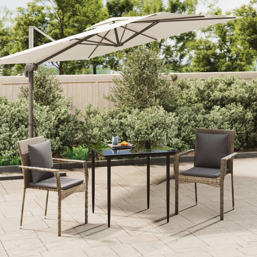 Set mobilier de grădină cu perne, 3 piese, negru/gri, poliratan - WALTI WALTI