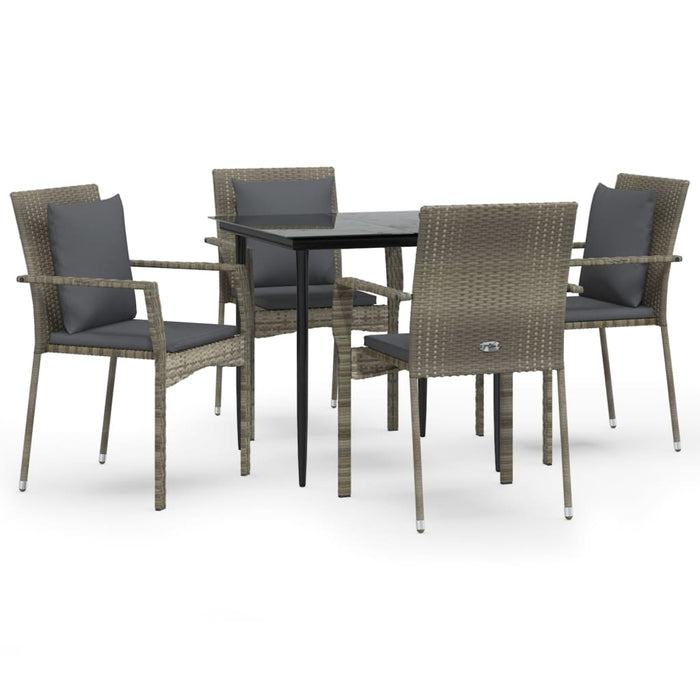 Set mobilier grădină cu perne, 5 piese, negru și gri, poliratan - WALTI WALTI