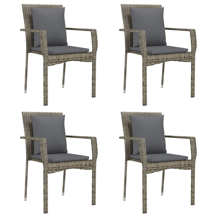 Set mobilier grădină cu perne, 5 piese, negru și gri, poliratan - WALTI WALTI