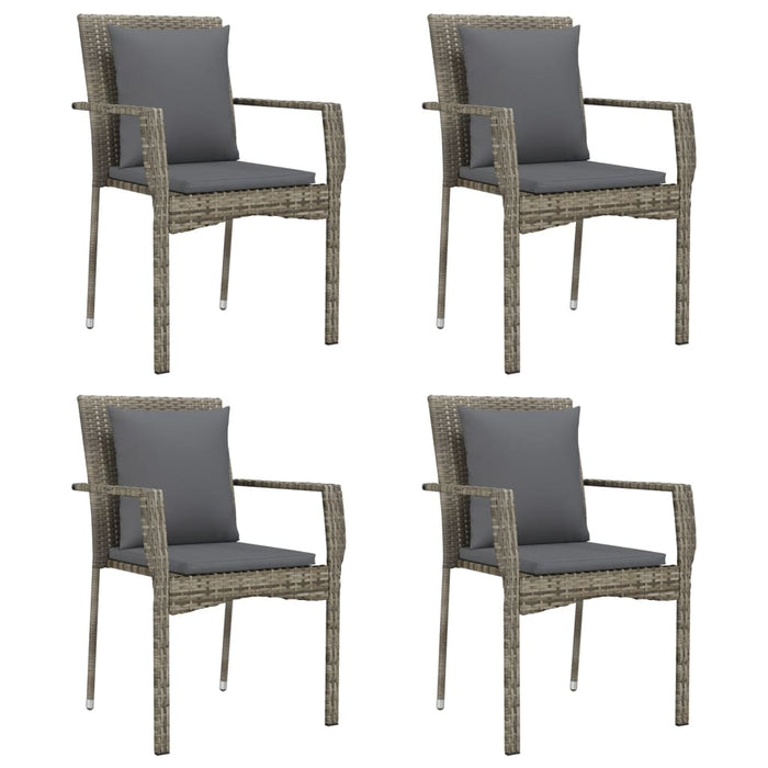 Set mobilier grădină cu perne, 5 piese, negru și gri, poliratan - WALTI WALTI