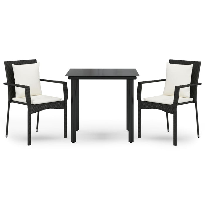Set mobilier de grădină cu perne, 3 piese, negru, poliratan - WALTI WALTI