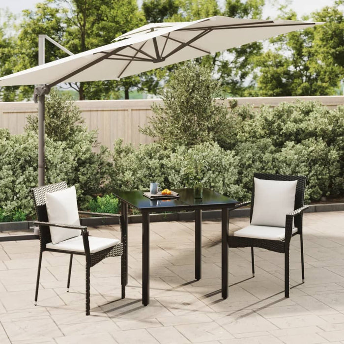 Set mobilier de grădină cu perne, 3 piese, negru, poliratan - WALTI WALTI