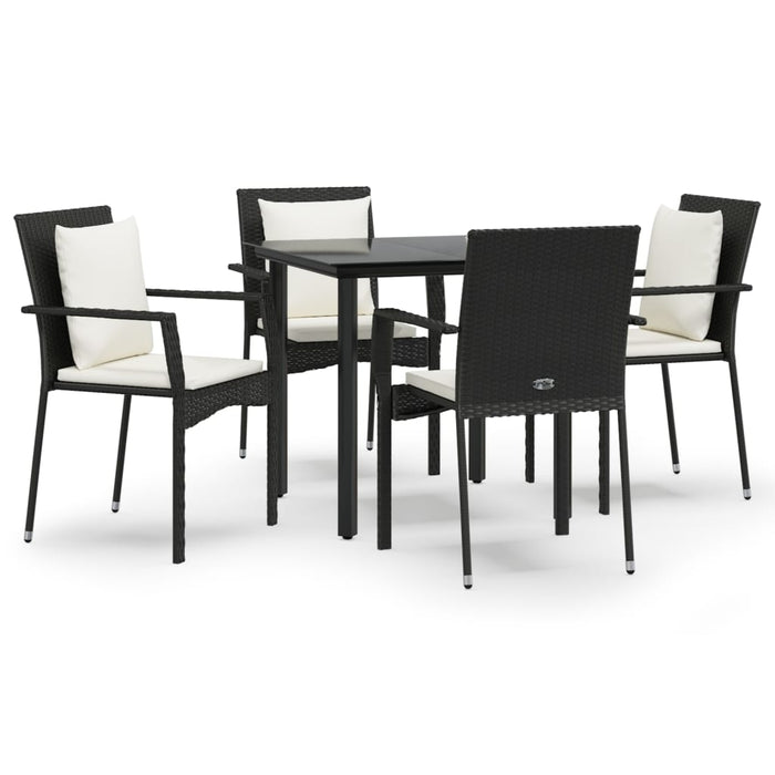 Set mobilier de grădină cu perne, 5 piese, negru, poliratan - WALTI WALTI
