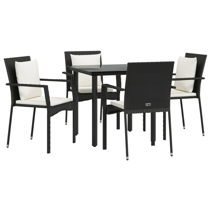 Set mobilier de grădină cu perne, 5 piese, negru, poliratan - WALTI WALTI