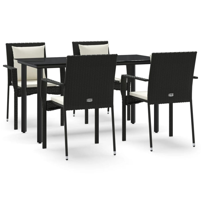Set mobilier de grădină cu perne, 5 piese, negru, poliratan - WALTI WALTI