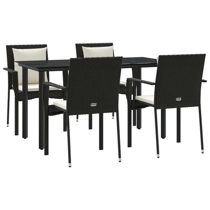 Set mobilier de grădină cu perne, 5 piese, negru, poliratan - WALTI WALTI