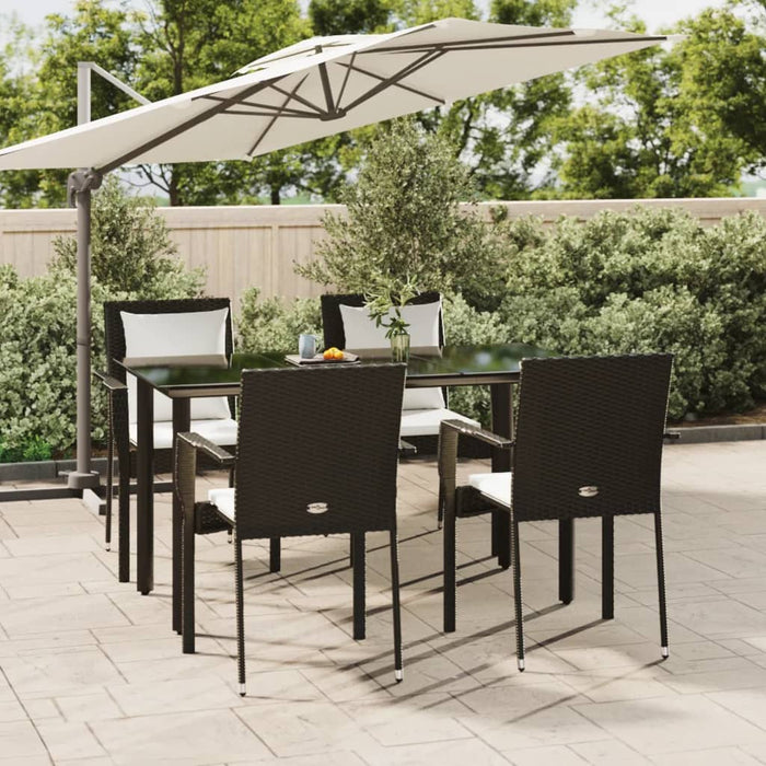 Set mobilier de grădină cu perne, 5 piese, negru, poliratan - WALTI WALTI