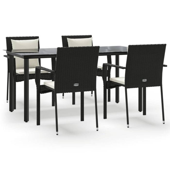 Set mobilier de grădină cu perne, 5 piese, negru, poliratan - WALTI WALTI