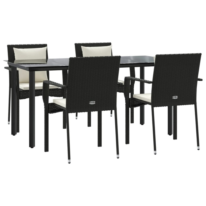 Set mobilier de grădină cu perne, 5 piese, negru, poliratan - WALTI WALTI