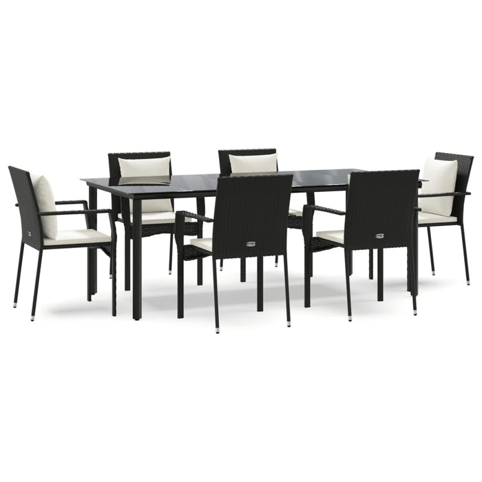 Set mobilier de grădină cu perne, 7 piese, negru, poliratan - WALTI WALTI