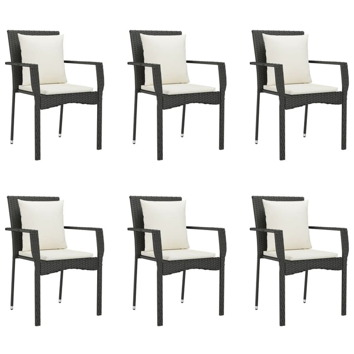 Set mobilier de grădină cu perne, 7 piese, negru, poliratan - WALTI WALTI