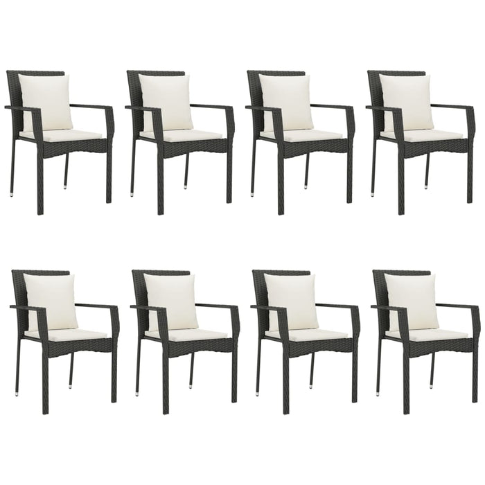 Set mobilier de grădină cu perne, 9 piese, negru, poliratan - WALTI WALTI