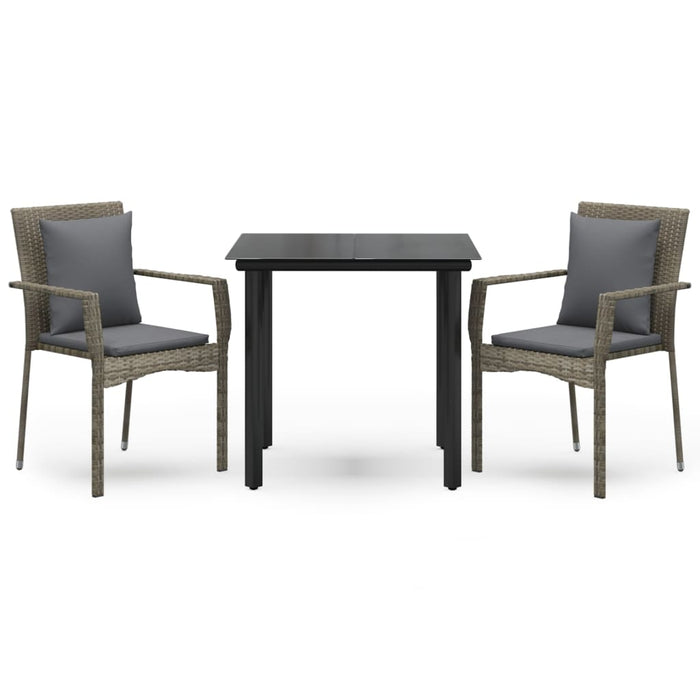 Set mobilier de grădină cu perne, 3 piese, negru/gri, poliratan - WALTI WALTI