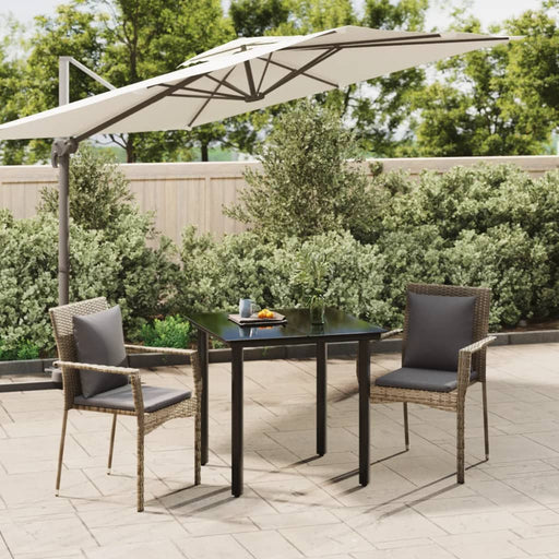 Set mobilier de grădină cu perne, 3 piese, negru/gri, poliratan - WALTI WALTI