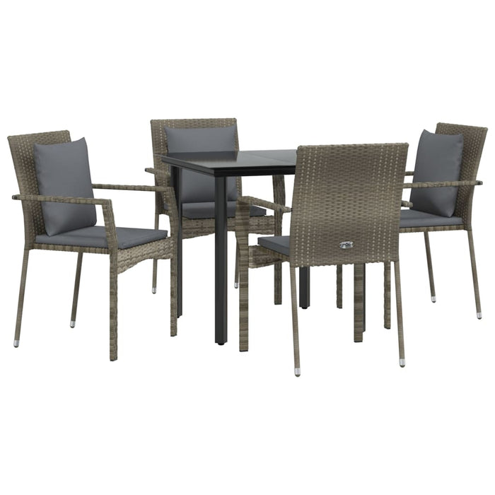 Set mobilier grădină cu perne, 5 piese, negru și gri, poliratan - WALTI WALTI