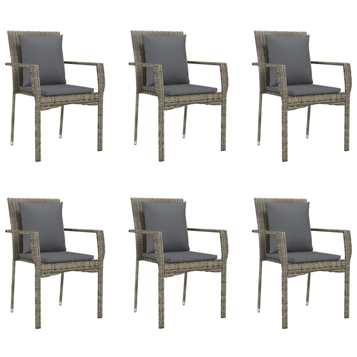 Set mobilier de grădină cu perne, 7 piese, negru/gri, poliratan WALTI