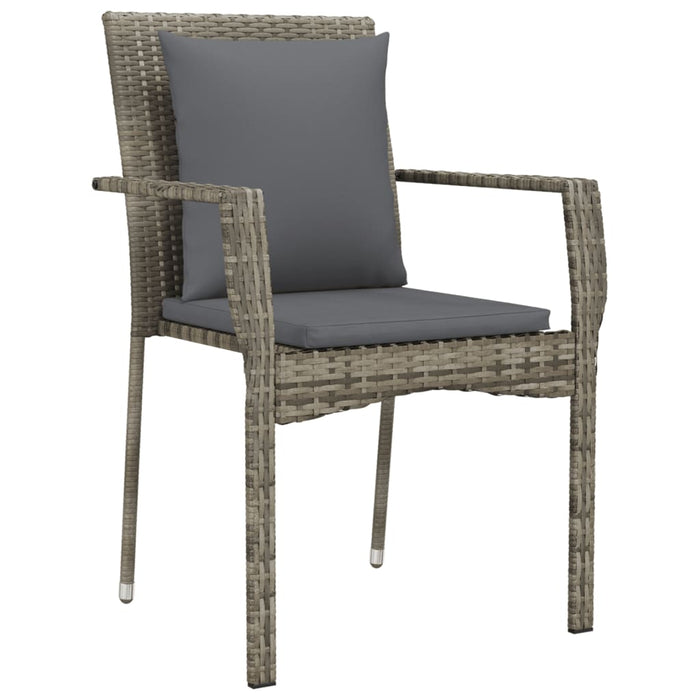 Set mobilier de grădină cu perne, 7 piese, negru/gri, poliratan WALTI