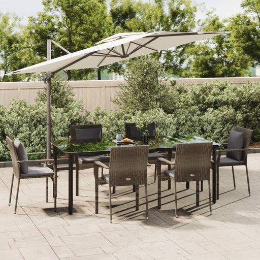 Set mobilier de grădină cu perne, 7 piese, negru/gri, poliratan - WALTI WALTI