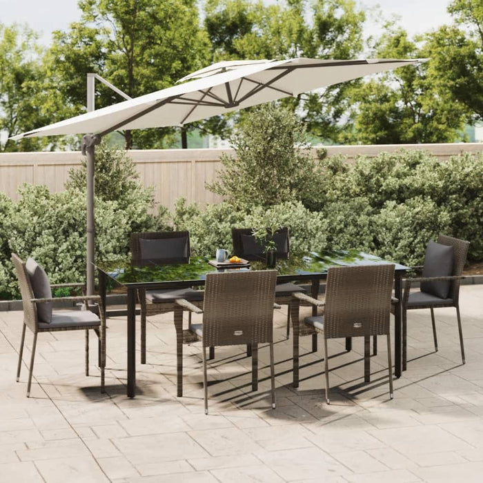 Set mobilier de grădină cu perne, 7 piese, negru/gri, poliratan WALTI