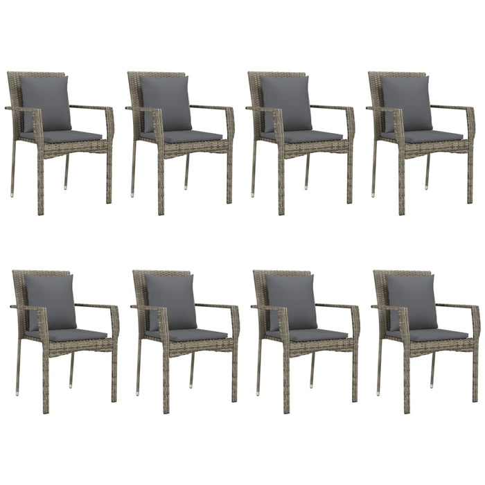 Set mobilier de grădină cu perne, 9 piese, negru/gri, poliratan - WALTI WALTI