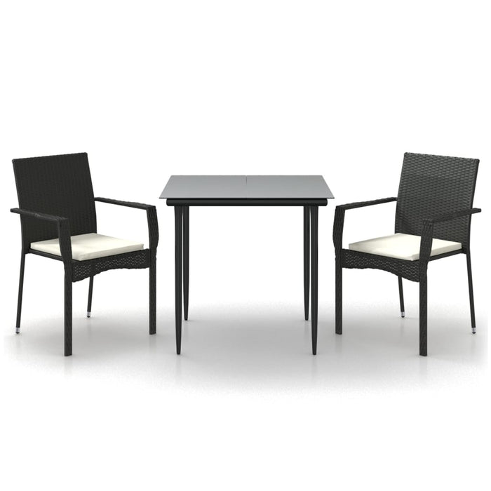 Set mobilier de grădină cu perne, 3 piese, negru, poliratan - WALTI WALTI
