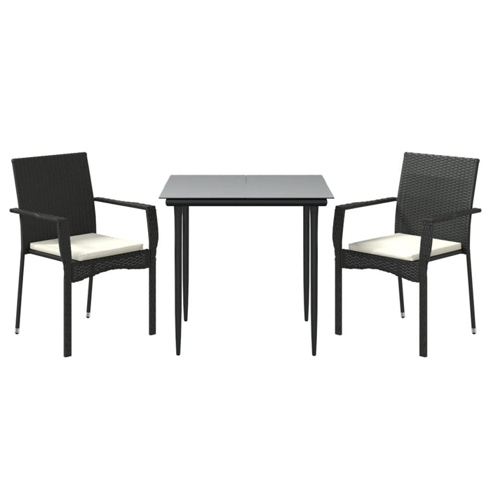 Set mobilier de grădină cu perne, 3 piese, negru, poliratan - WALTI WALTI