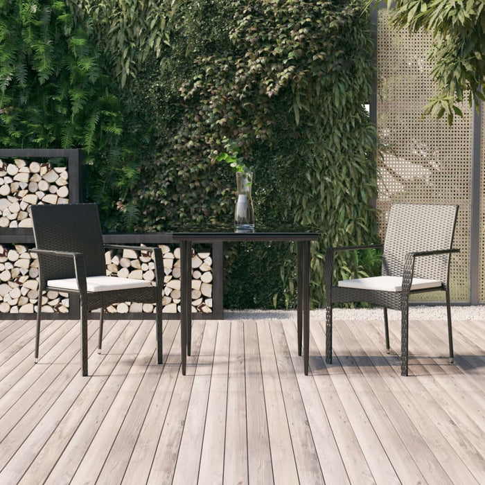 Set mobilier de grădină cu perne, 3 piese, negru, poliratan - WALTI WALTI