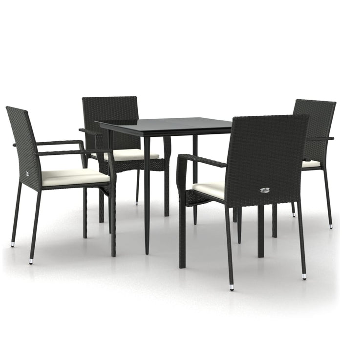 Set mobilier de grădină cu perne, 5 piese, negru, poliratan - WALTI WALTI