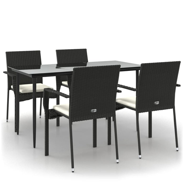 Set mobilier de grădină cu perne, 5 piese, negru, poliratan - WALTI WALTI