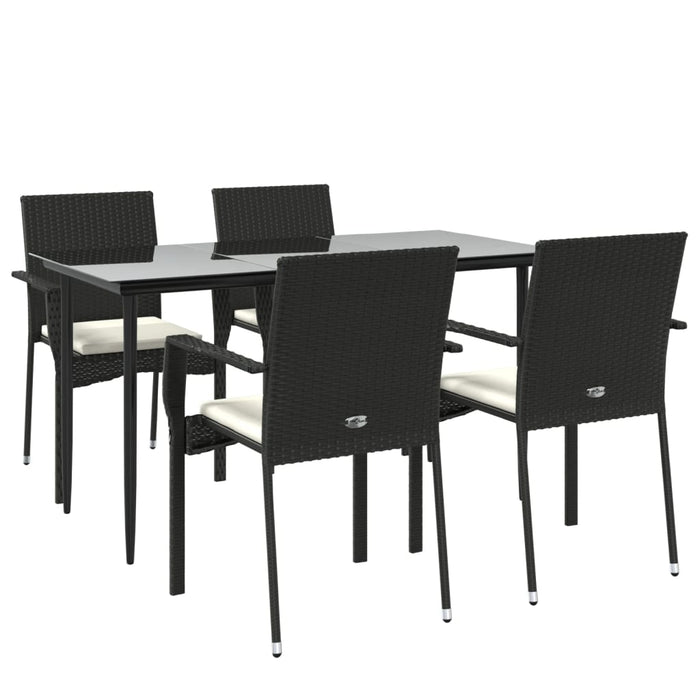 Set mobilier de grădină cu perne, 5 piese, negru, poliratan - WALTI WALTI