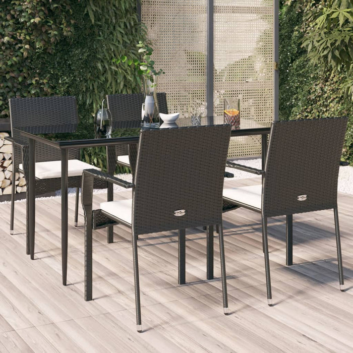 Set mobilier de grădină cu perne, 5 piese, negru, poliratan - WALTI WALTI