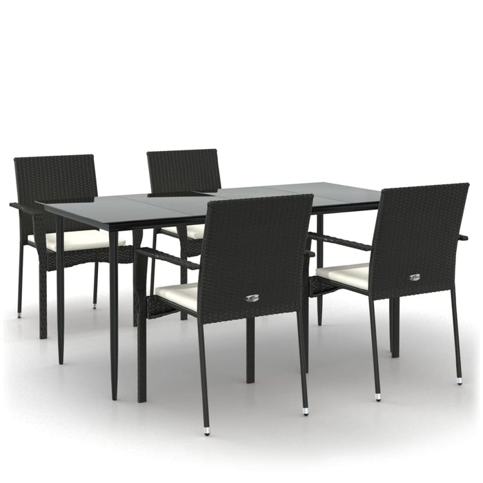 Set mobilier de grădină cu perne, 5 piese, negru, poliratan - WALTI WALTI
